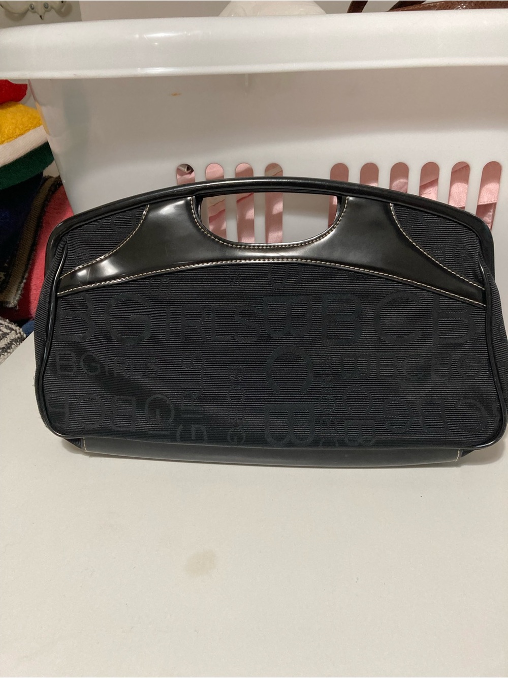 BCBG Black Jacquard Logo Handle Bag